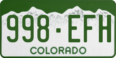 CO license plate 998EFH