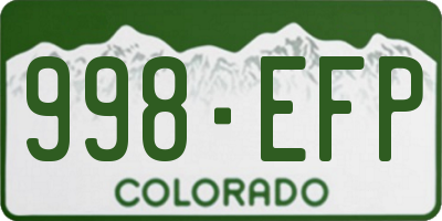 CO license plate 998EFP
