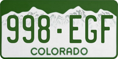 CO license plate 998EGF