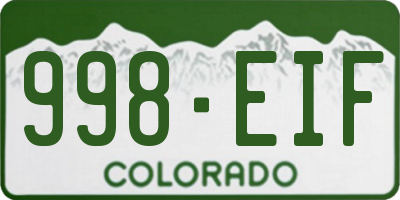 CO license plate 998EIF