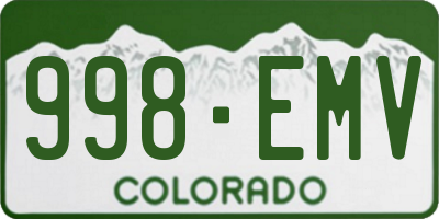 CO license plate 998EMV