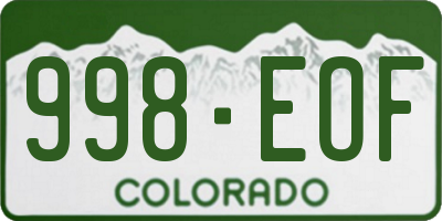 CO license plate 998EOF