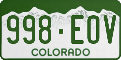 CO license plate 998EOV