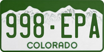 CO license plate 998EPA