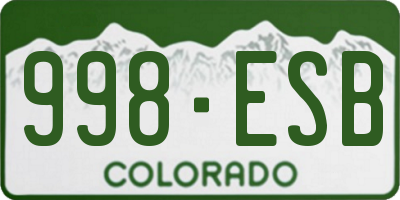CO license plate 998ESB