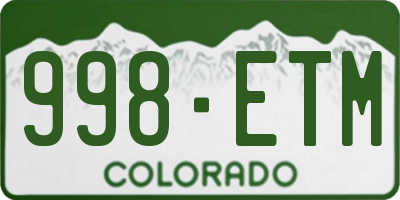 CO license plate 998ETM