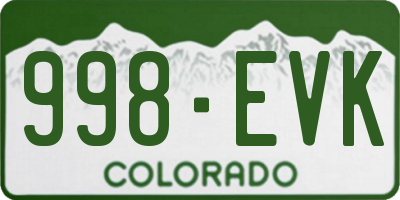 CO license plate 998EVK