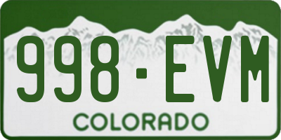 CO license plate 998EVM