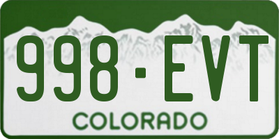 CO license plate 998EVT
