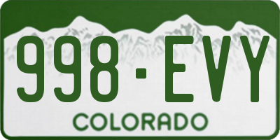CO license plate 998EVY