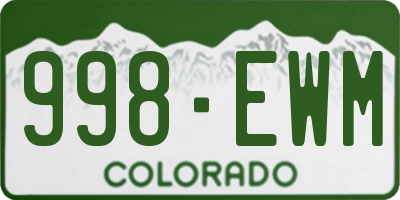 CO license plate 998EWM