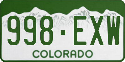CO license plate 998EXW