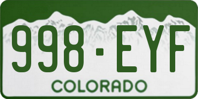 CO license plate 998EYF