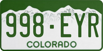 CO license plate 998EYR