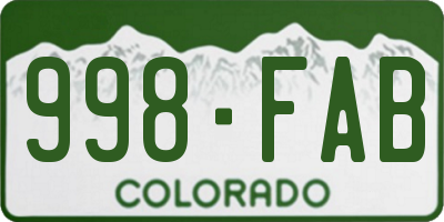 CO license plate 998FAB