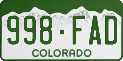 CO license plate 998FAD