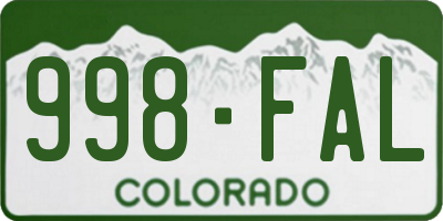 CO license plate 998FAL