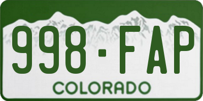 CO license plate 998FAP
