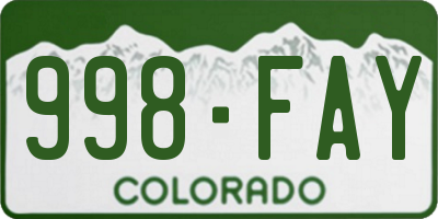 CO license plate 998FAY