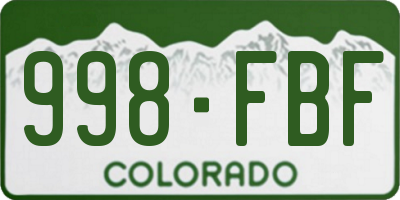 CO license plate 998FBF