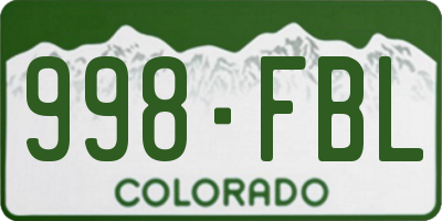 CO license plate 998FBL