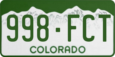 CO license plate 998FCT