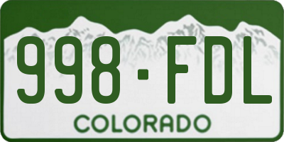 CO license plate 998FDL
