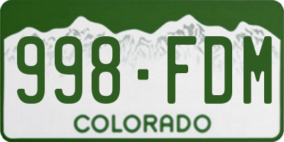 CO license plate 998FDM