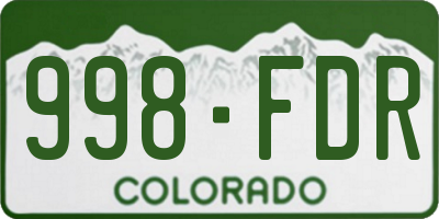 CO license plate 998FDR