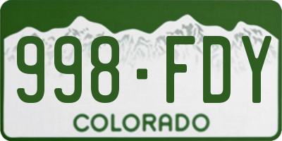 CO license plate 998FDY