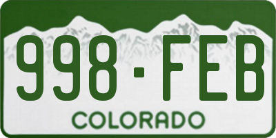 CO license plate 998FEB