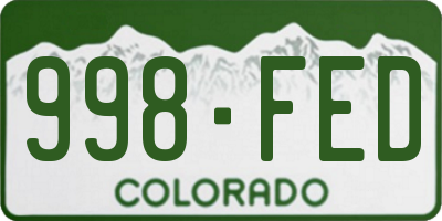 CO license plate 998FED