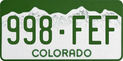 CO license plate 998FEF