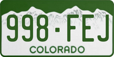 CO license plate 998FEJ