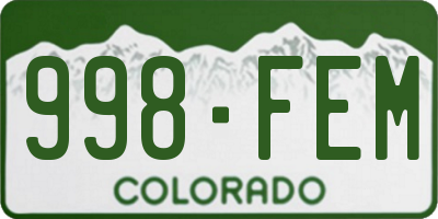 CO license plate 998FEM