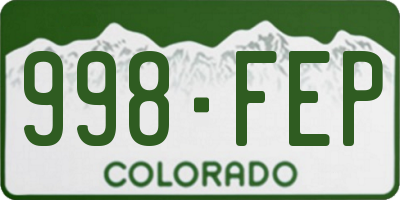 CO license plate 998FEP