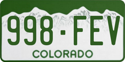 CO license plate 998FEV