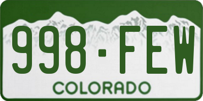CO license plate 998FEW