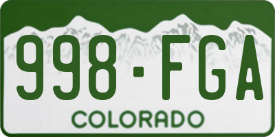 CO license plate 998FGA