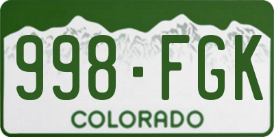 CO license plate 998FGK