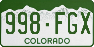 CO license plate 998FGX