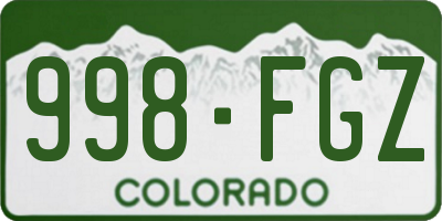 CO license plate 998FGZ