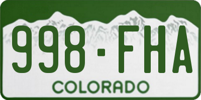CO license plate 998FHA
