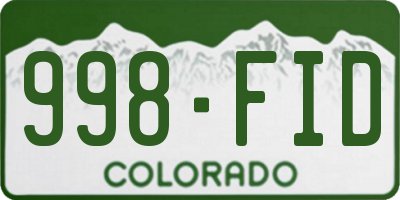 CO license plate 998FID