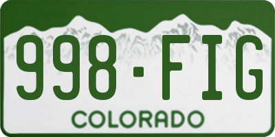 CO license plate 998FIG