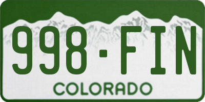 CO license plate 998FIN