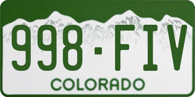 CO license plate 998FIV