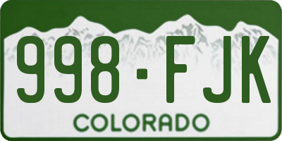 CO license plate 998FJK