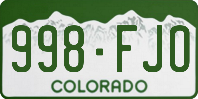 CO license plate 998FJO