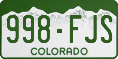 CO license plate 998FJS